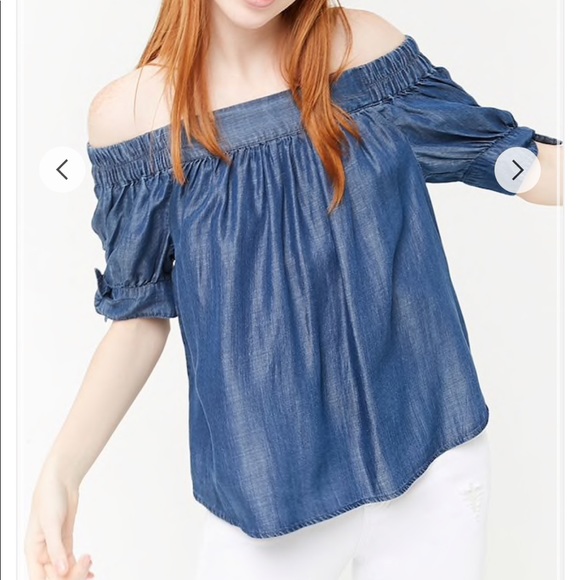 Forever 21 Tops - 🍍SALE🍍Light Denim/Chambray Off the Shoulder